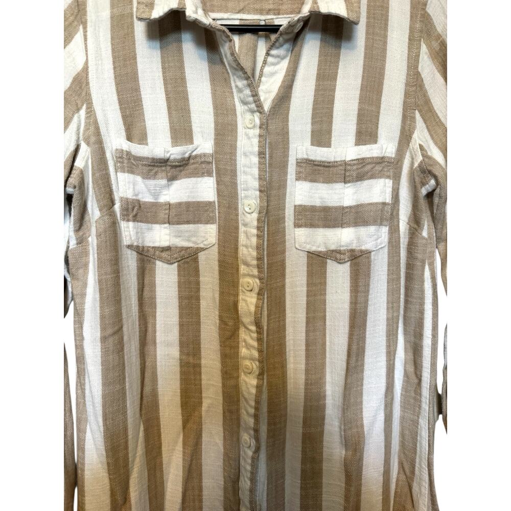 Hope & Harlow Striped Button Front Shirt Dress Long Sleeve Rayon Women’s Small - Picture 3 of 7